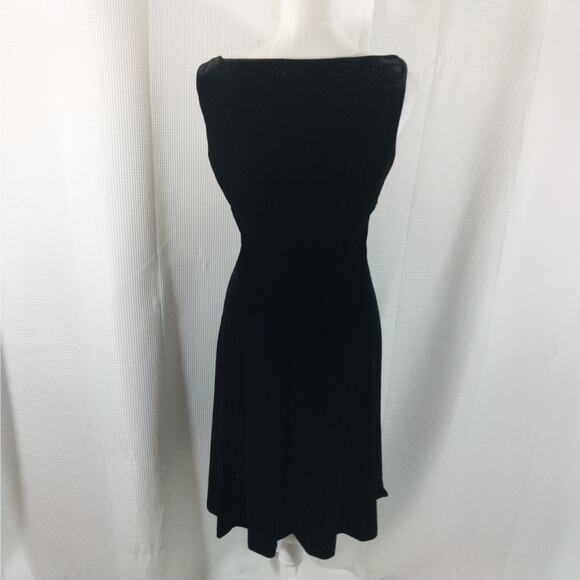 EVAN PICONE! LUXURIOUS BLACK STRETCH VELVET CRISS-CROSS BUST DRESS! SZ 10P - Picture 5 of 7